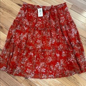Adini Floral Red Tiered Ruffled Maxi Midi Skirt NWT 2X
